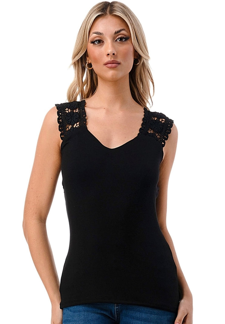 Vava Black Lacy Cami Top