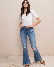 Mid Rise Flare with Hem Detail