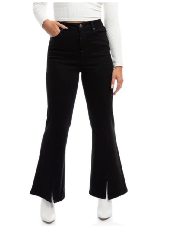 1822 Black Forward Slit Bootcut Jeans