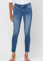 Vervet Mid Rise Raw Hem Crop Skinny Jeans- no distressing