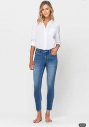 Vervet Mid Rise Raw Hem Crop Skinny Jeans- no distressing