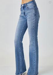 Risen Mid Rise Basic Flare Jeans- No Rips